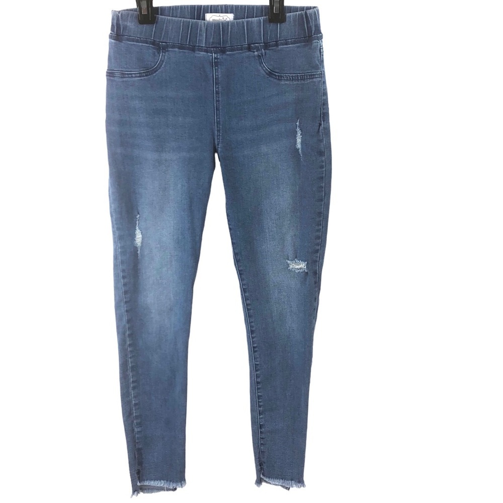 MUDPIE Blue Denim Leggings Elyse Jeggings Light Wash Stone Mountain Distressed
